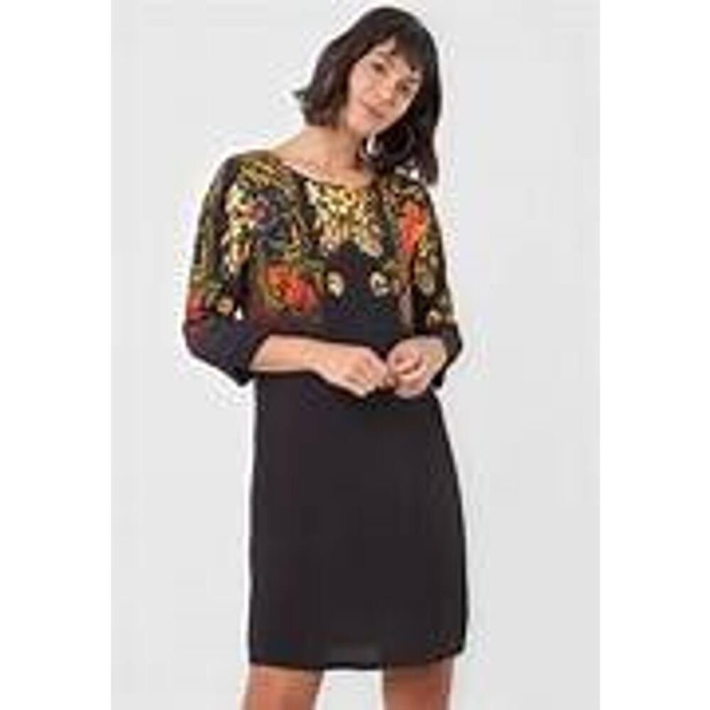 DESIGUAL NWT $159 Butterflower Printed 3/4 Sleeve Dress Size L (US M) - Picture 2 of 6